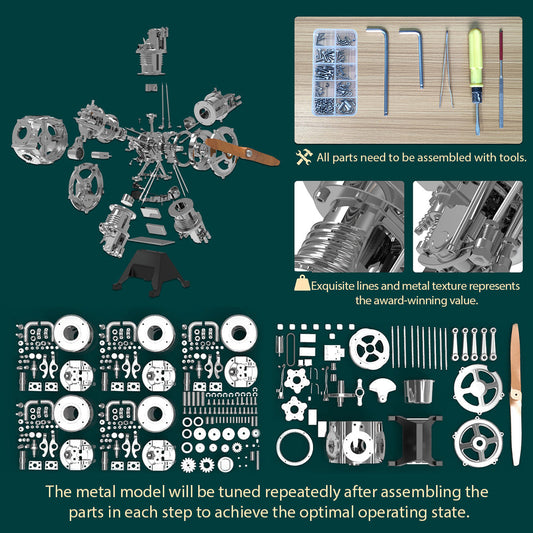Assemble a Mechanical Marvel: TECHING 1:6 Scale 5 Cylinder Radial Engine Model Kit