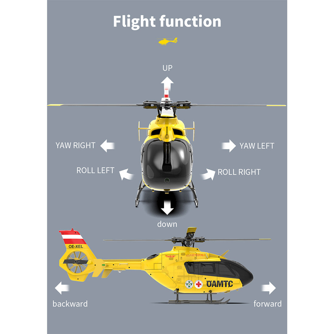 YU XIANG F06 1/36 Scale EC-135 2.4G 6-Channel Brushless RC Helicopter Model - 3D Aerobatic Ready-to-Fly Aircraft RC Airplanes Diyengmod