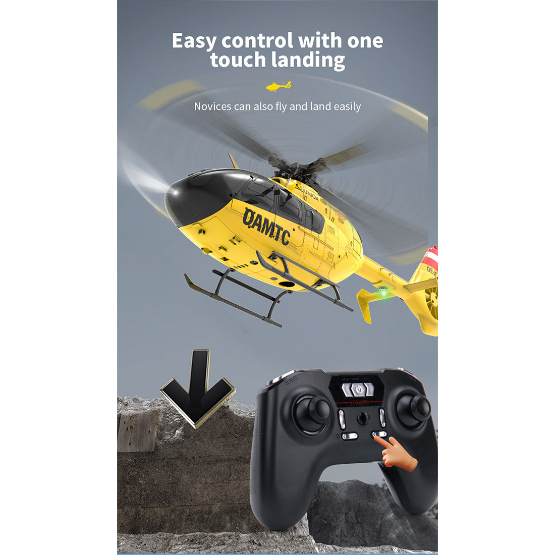 YU XIANG F06 1/36 Scale EC-135 2.4G 6-Channel Brushless RC Helicopter Model - 3D Aerobatic Ready-to-Fly Aircraft RC Airplanes Diyengmod