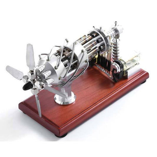 16-Cylinder Gas-Powered Stirling Engine Model Kit with Double Fuel Tanks - DIY Educational Toy Multi-Cylinder Stirling Engine Diyengmod