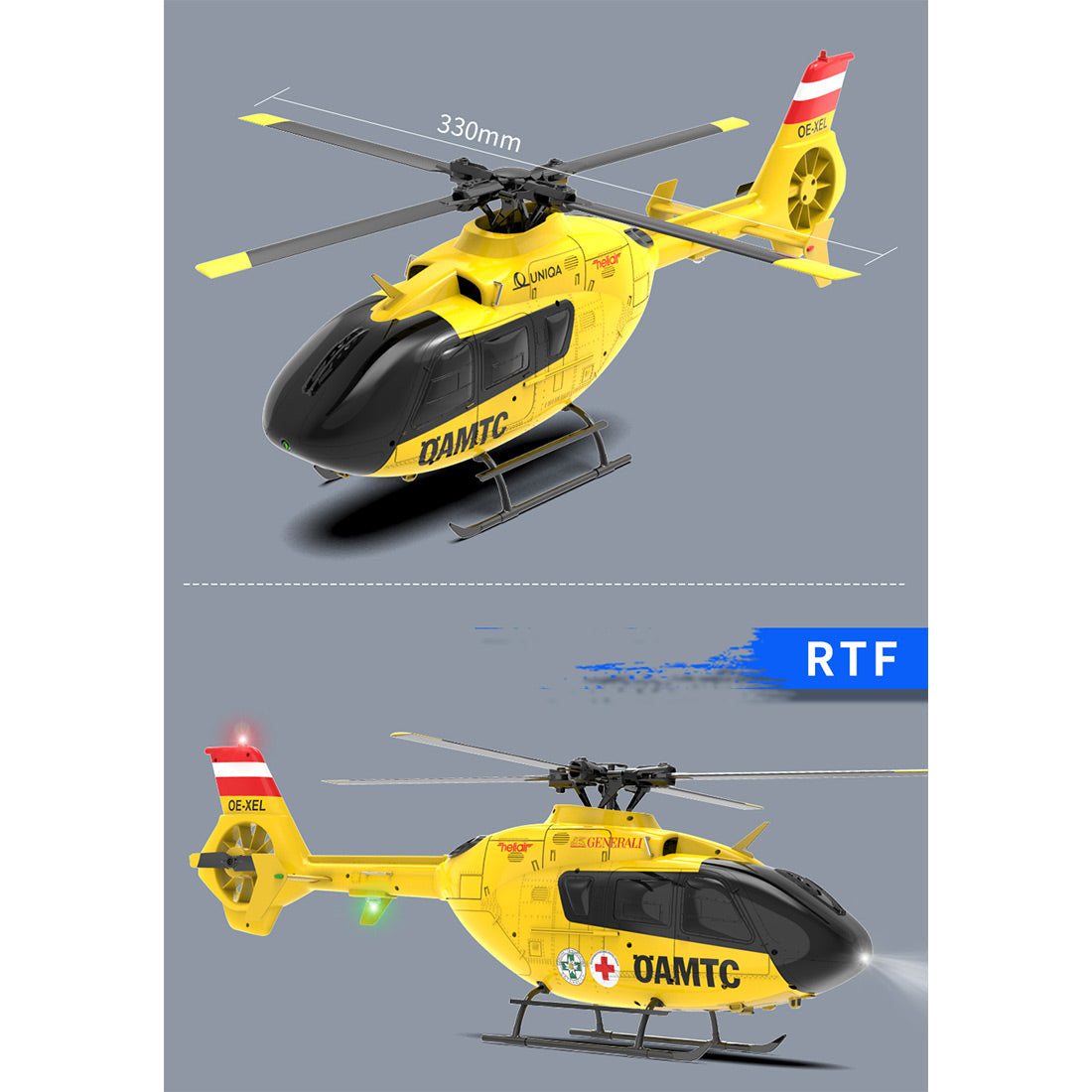 YU XIANG F06 1/36 Scale EC-135 2.4G 6-Channel Brushless RC Helicopter Model - 3D Aerobatic Ready-to-Fly Aircraft RC Airplanes Diyengmod