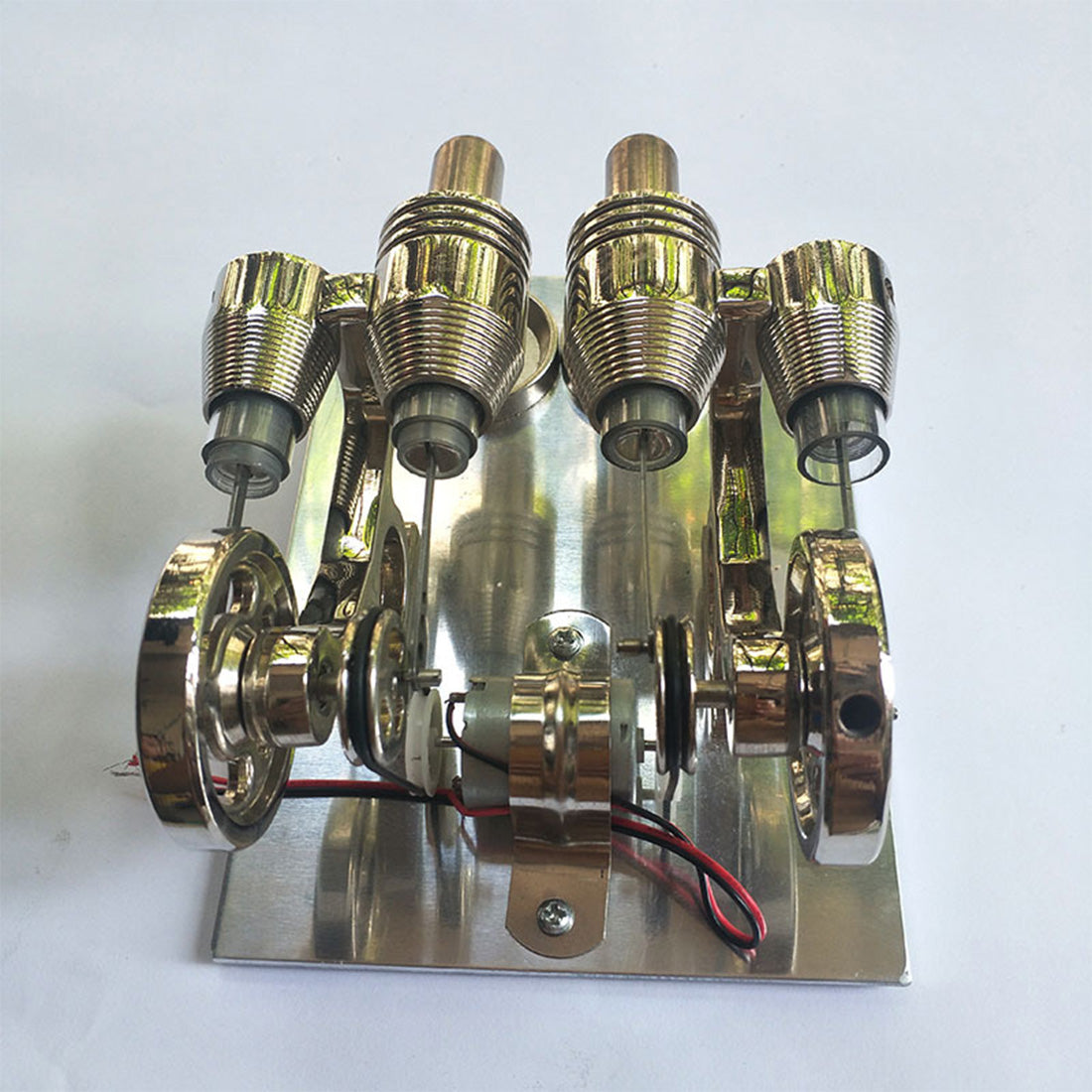 Dual-Cylinder Stirling Engine Kit with LED Generator - External Combustion Model Stirling Engine Diyengmod