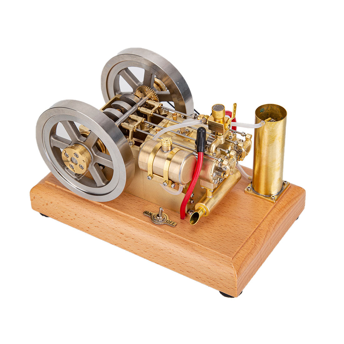 Holt H76 5CC Antique Horizontal Twin-Cylinder Gasoline Engine Model with Dual Flywheel and Water Cooling System Engine Models Diyengmod