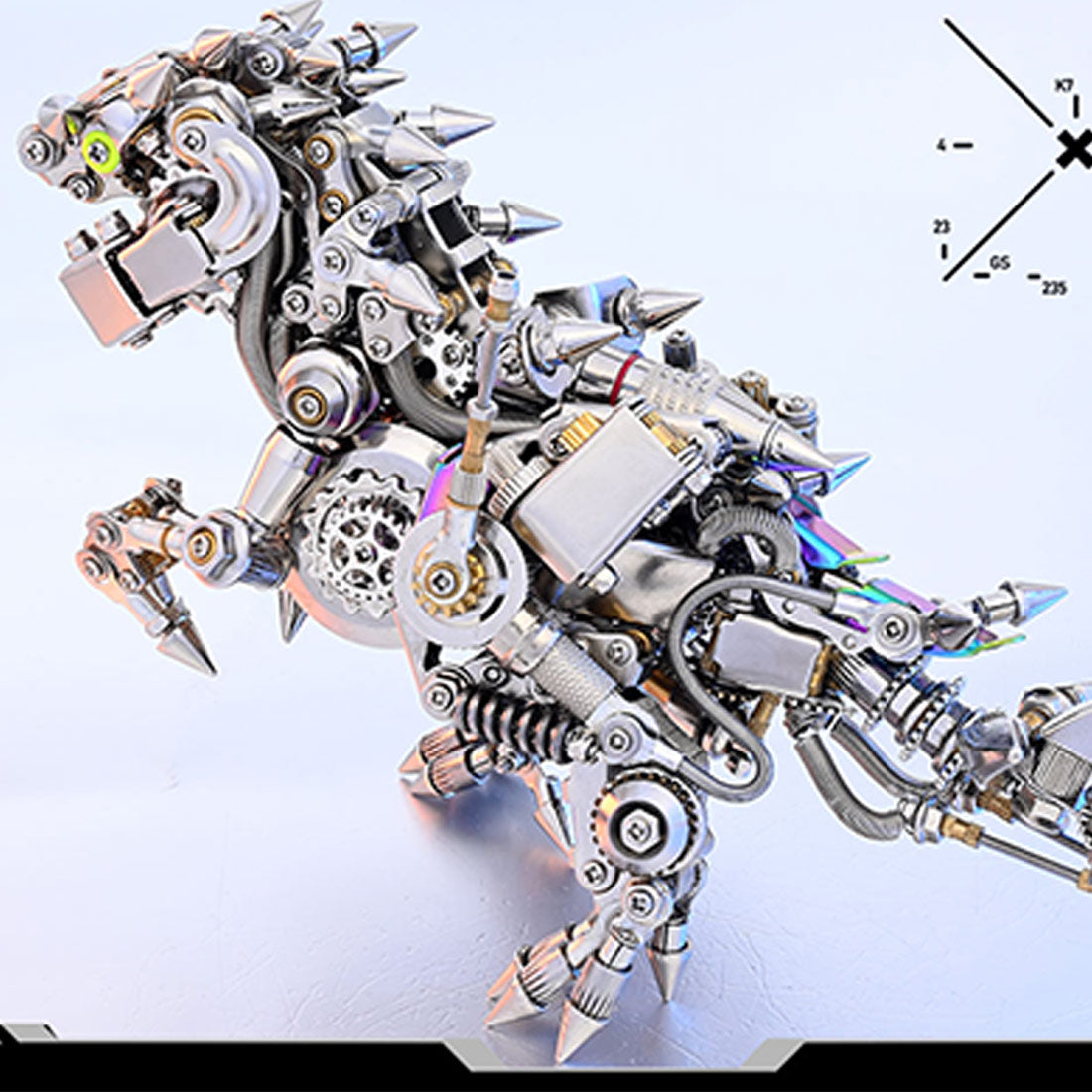 Punk Metal 3D DIY Mechanical Dinosaur Model with Wings - Creative Assembly Kit for Trendy Desk Decor 3D Puzzle Model Kit Diyengmod
