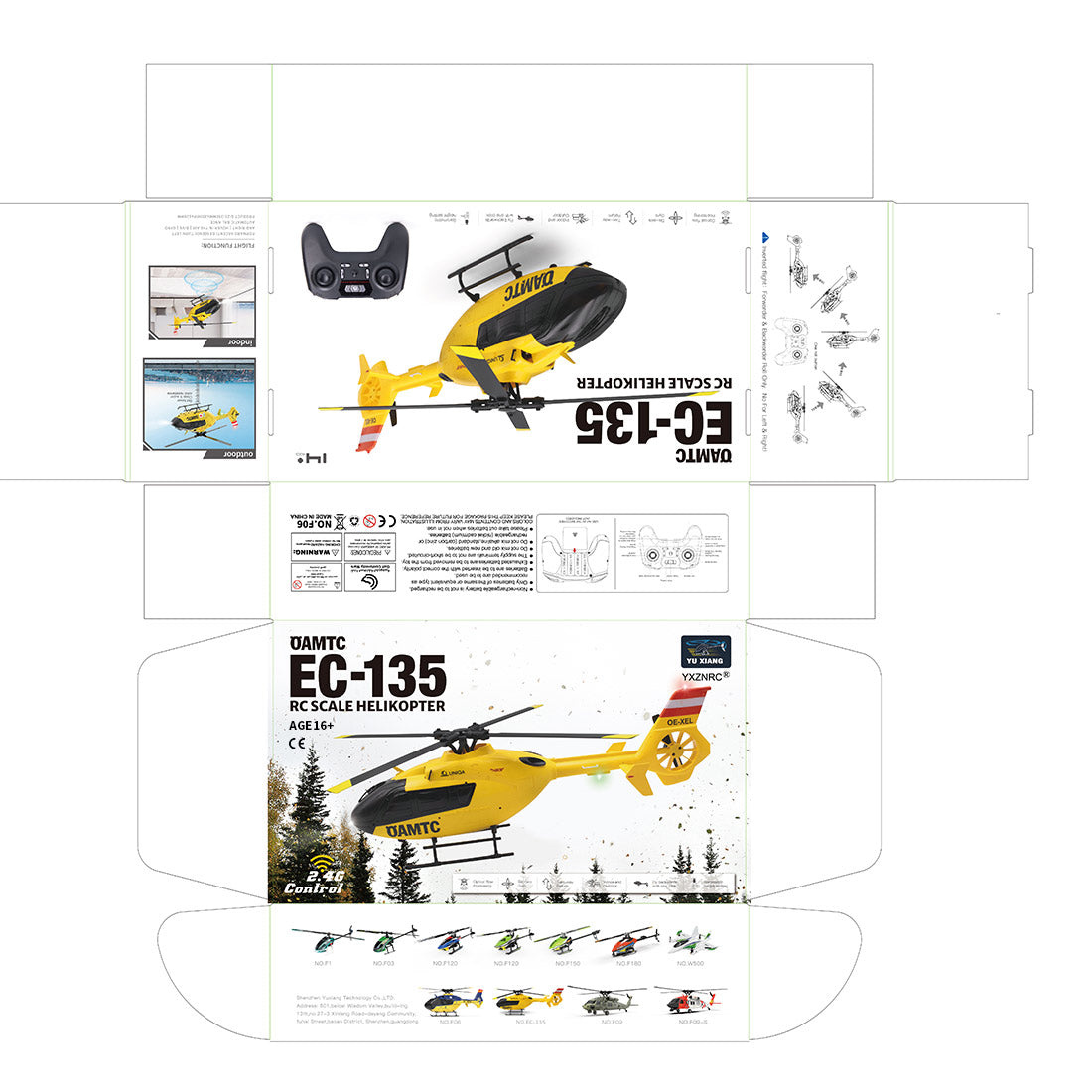 YU XIANG F06 1/36 Scale EC-135 2.4G 6-Channel Brushless RC Helicopter Model - 3D Aerobatic Ready-to-Fly Aircraft RC Airplanes Diyengmod