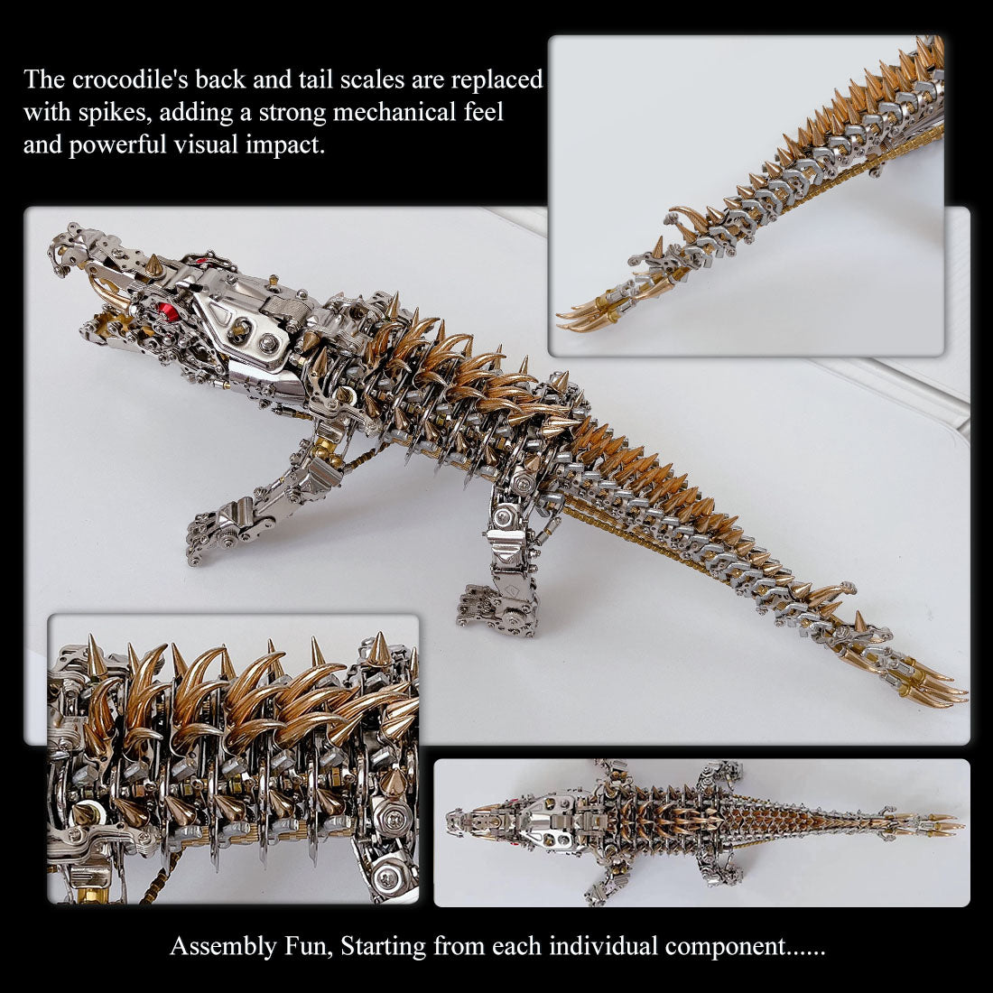 Mechanical 3D Metal Crocodile Puzzle Kit - 1500+PCS Assembly Challenge 3D Puzzle Model Kit Diyengmod