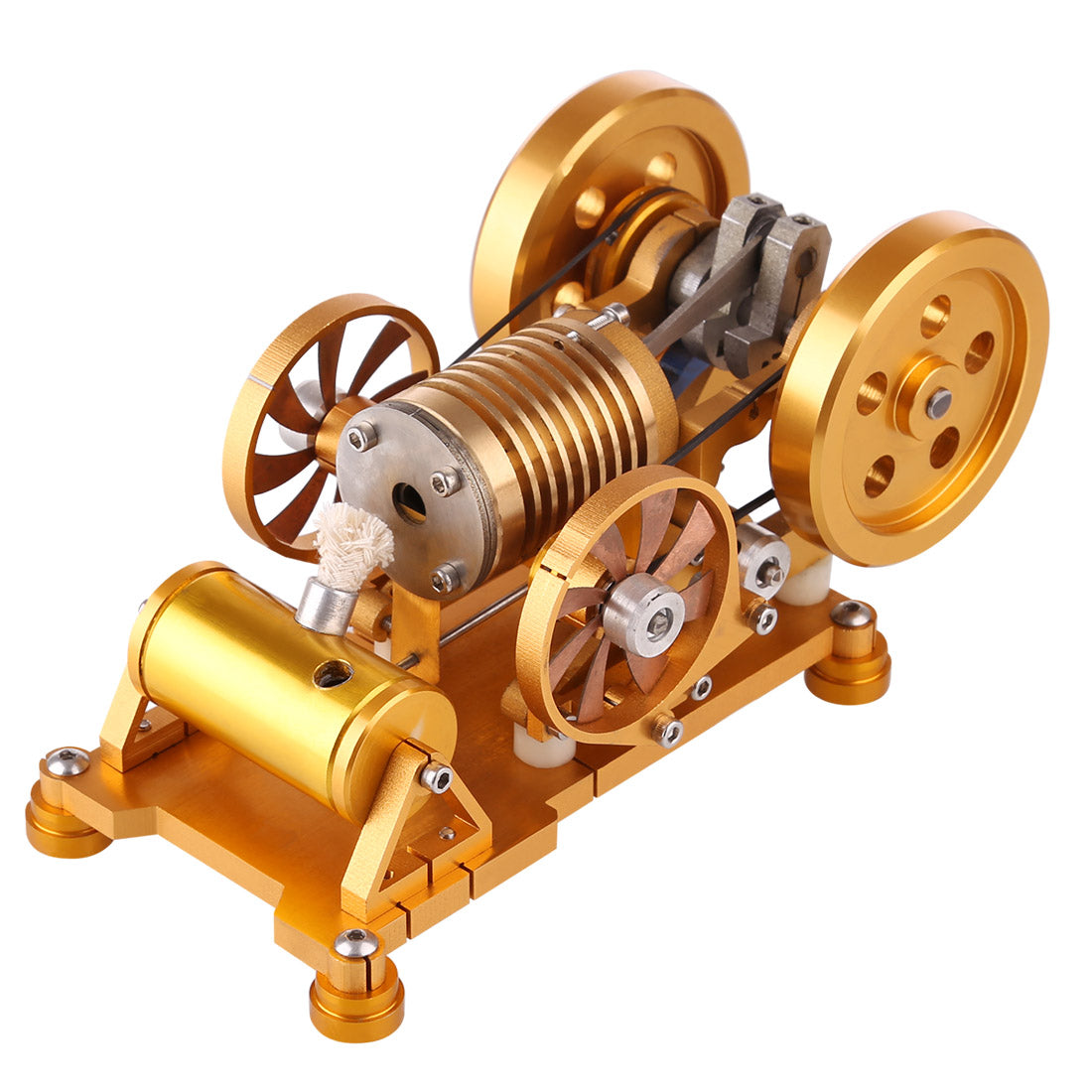 Brass Cylinder Vacuum Stirling Engine Model with CNC Aluminum Frame - DIY Flame Eater Toy Stirling Engine Diyengmod
