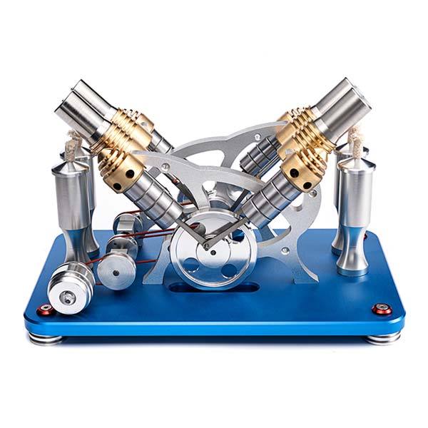 4-Cylinder V4 Stirling Engine Electricity Generator Kit - Perfect for Science Enthusiasts and Gift Collectors Multi-Cylinder Stirling Engine Diyengmod