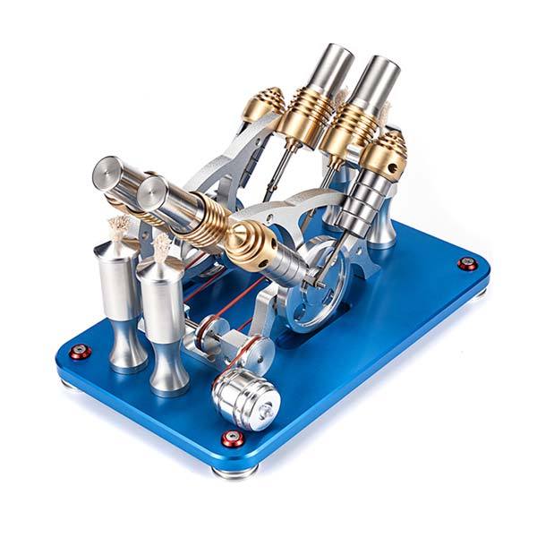 4-Cylinder V4 Stirling Engine Electricity Generator Kit - Perfect for Science Enthusiasts and Gift Collectors Multi-Cylinder Stirling Engine Diyengmod