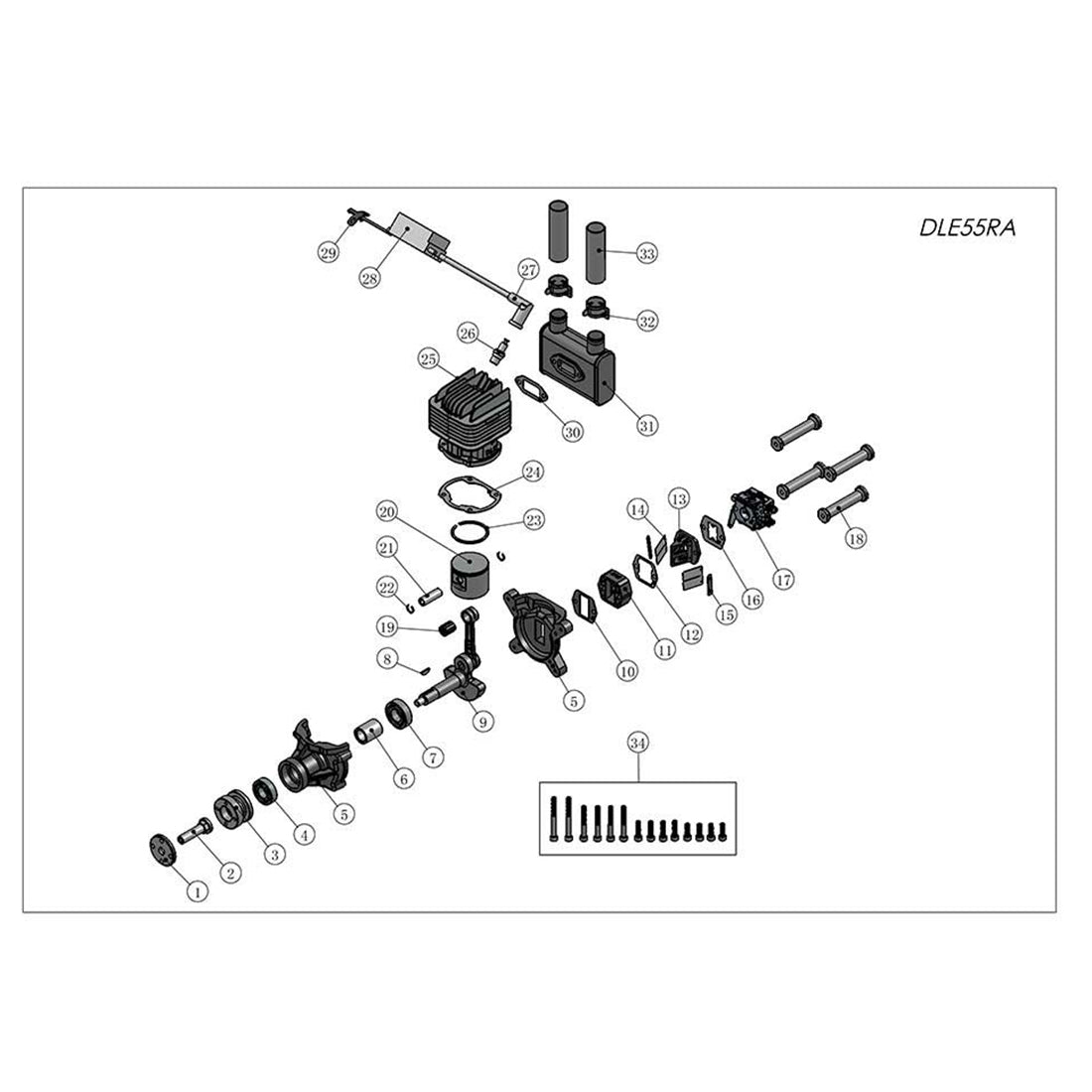 DLE55RA 55CC Lightweight 2-Stroke Gasoline Engine for RC Aircraft Models RC Airplane Diyengmod