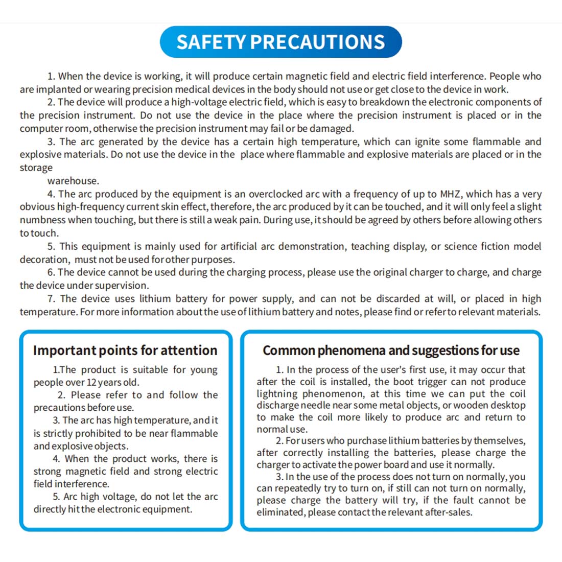 Handheld Tesla Coil with 10cm Arc - Educational Lightning Experiment Device STEM Models Diyengmod