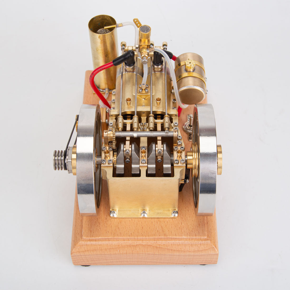 Holt H76 5CC Antique Horizontal Twin-Cylinder Gasoline Engine Model with Dual Flywheel and Water Cooling System Engine Models Diyengmod