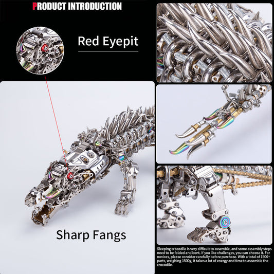 Mechanical 3D Metal Crocodile Puzzle Kit - 1500+PCS Assembly Challenge 3D Puzzle Model Kit Diyengmod