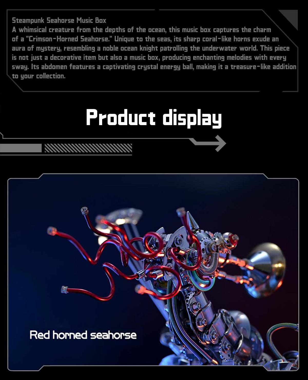 Steampunk Seahorse Music Box DIY 3D Metal Model Kit - 1000+ Piece Assembly Set 3D Puzzle Model Kit Diyengmod