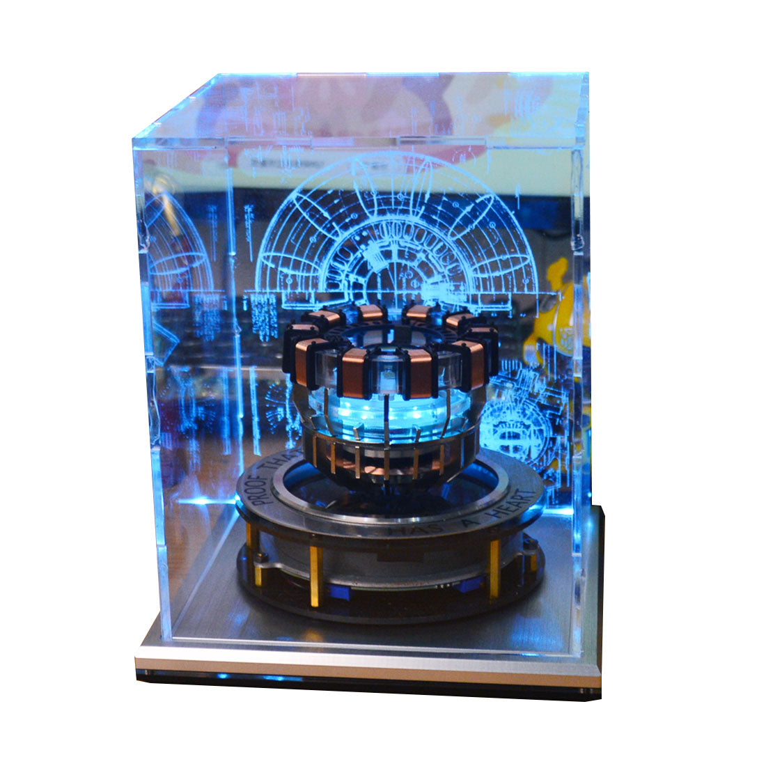 Magnetic Levitation MK1 Arc Reactor LED Desk Ornament - Floating & Rotating Tech Display Experiment Model Diyengmod Gen 1 With Holographic Shield