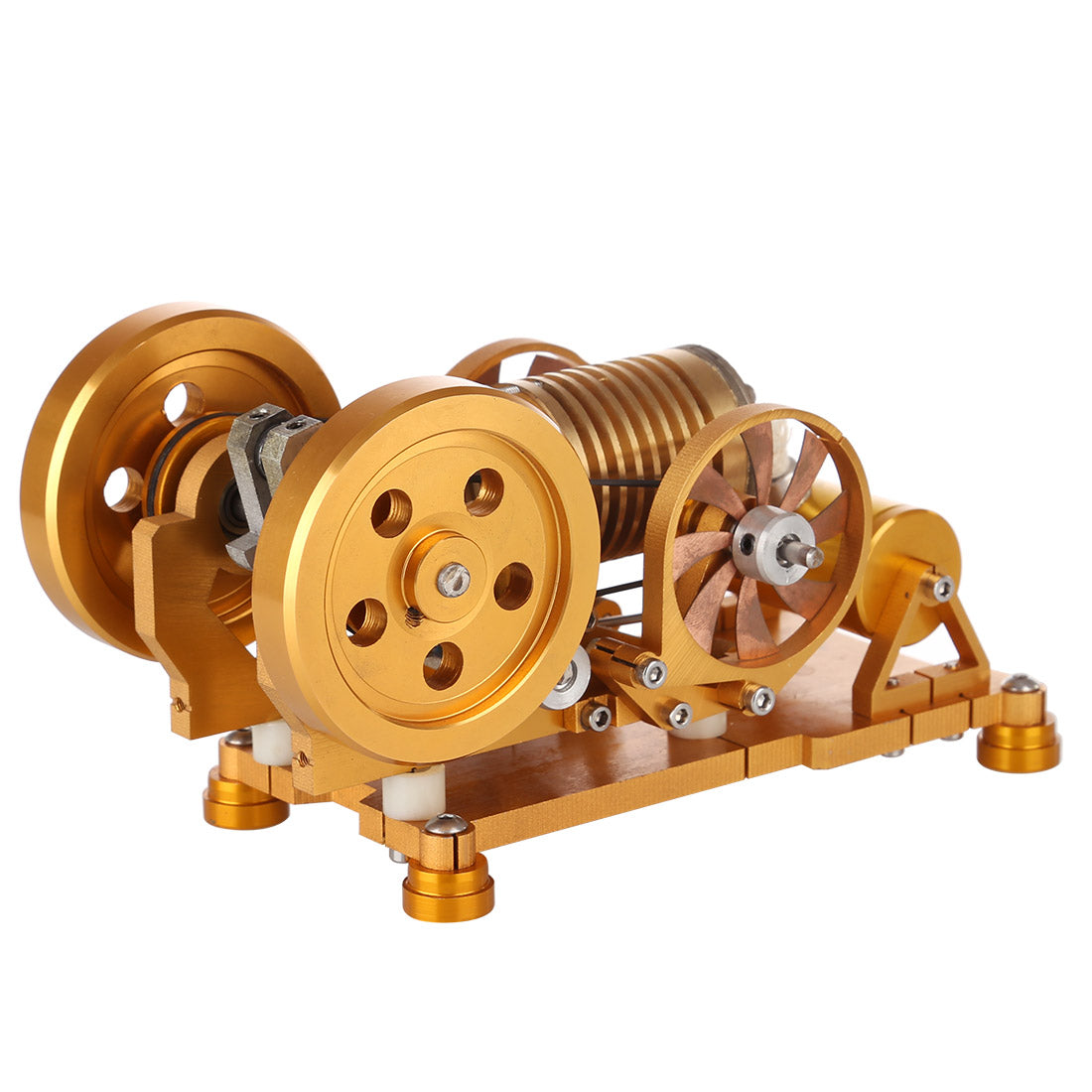 Brass Cylinder Vacuum Stirling Engine Model with CNC Aluminum Frame - DIY Flame Eater Toy Stirling Engine Diyengmod
