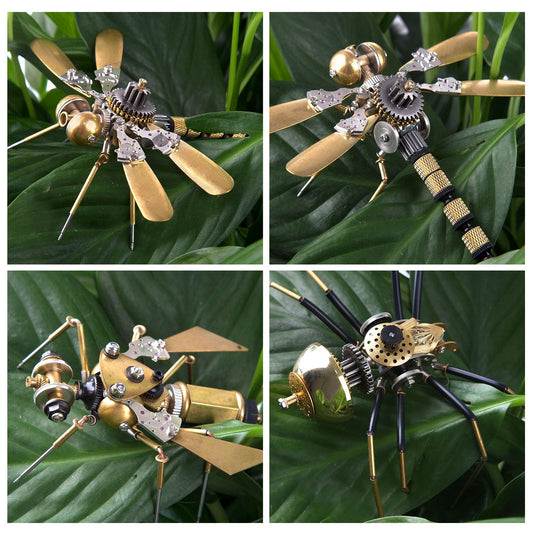 3D Mechanical Metal Insect Model Kit - 250+ Pieces (Spider, Dragonfly, Wasp) - DIY Assembly Toy 3D Puzzle Model Kit Diyengmod