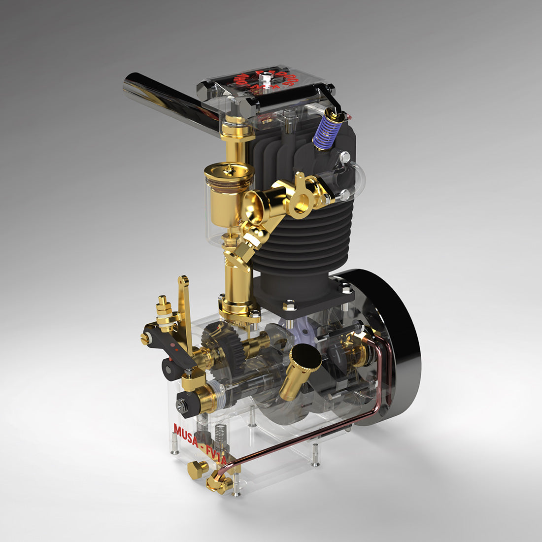MUSA FV1A 7cc Vertical Single Cylinder 4-Stroke Air-Cooled Gasoline Engine for Model Boats Engine Models Diyengmod