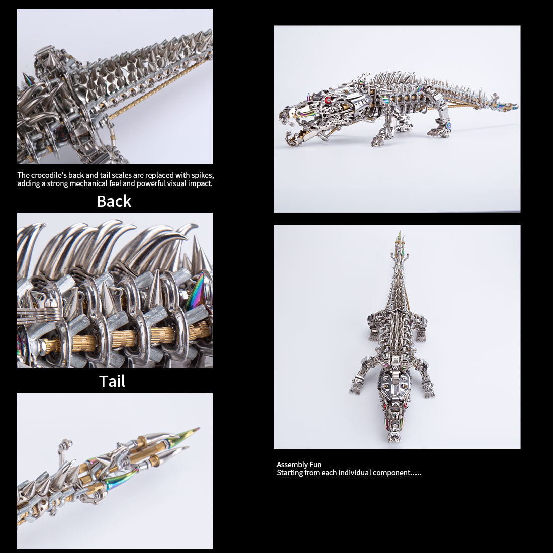 Mechanical 3D Metal Crocodile Puzzle Kit - 1500+PCS Assembly Challenge 3D Puzzle Model Kit Diyengmod
