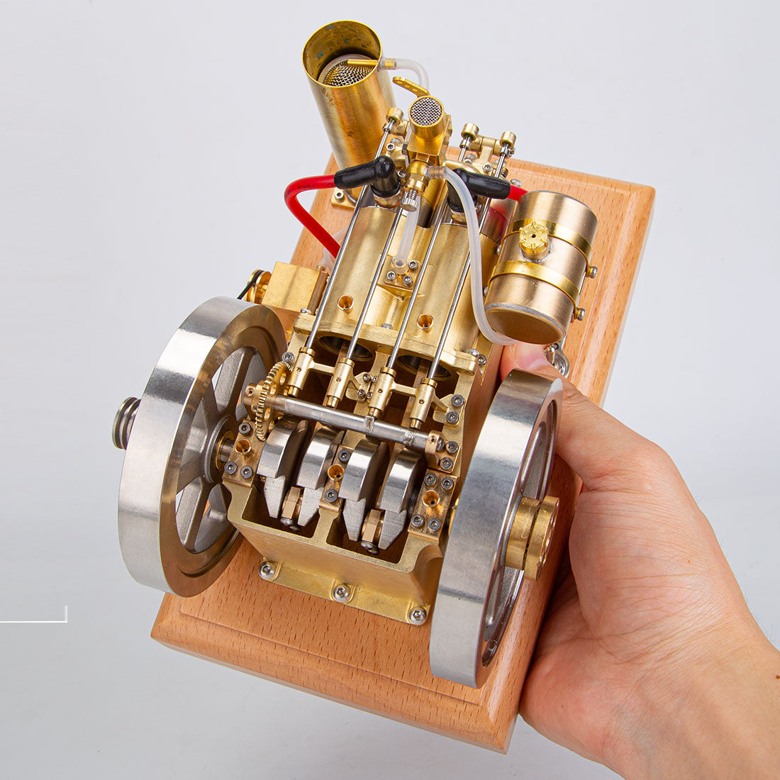 Holt H76 5CC Antique Horizontal Twin-Cylinder Gasoline Engine Model with Dual Flywheel and Water Cooling System Engine Models Diyengmod