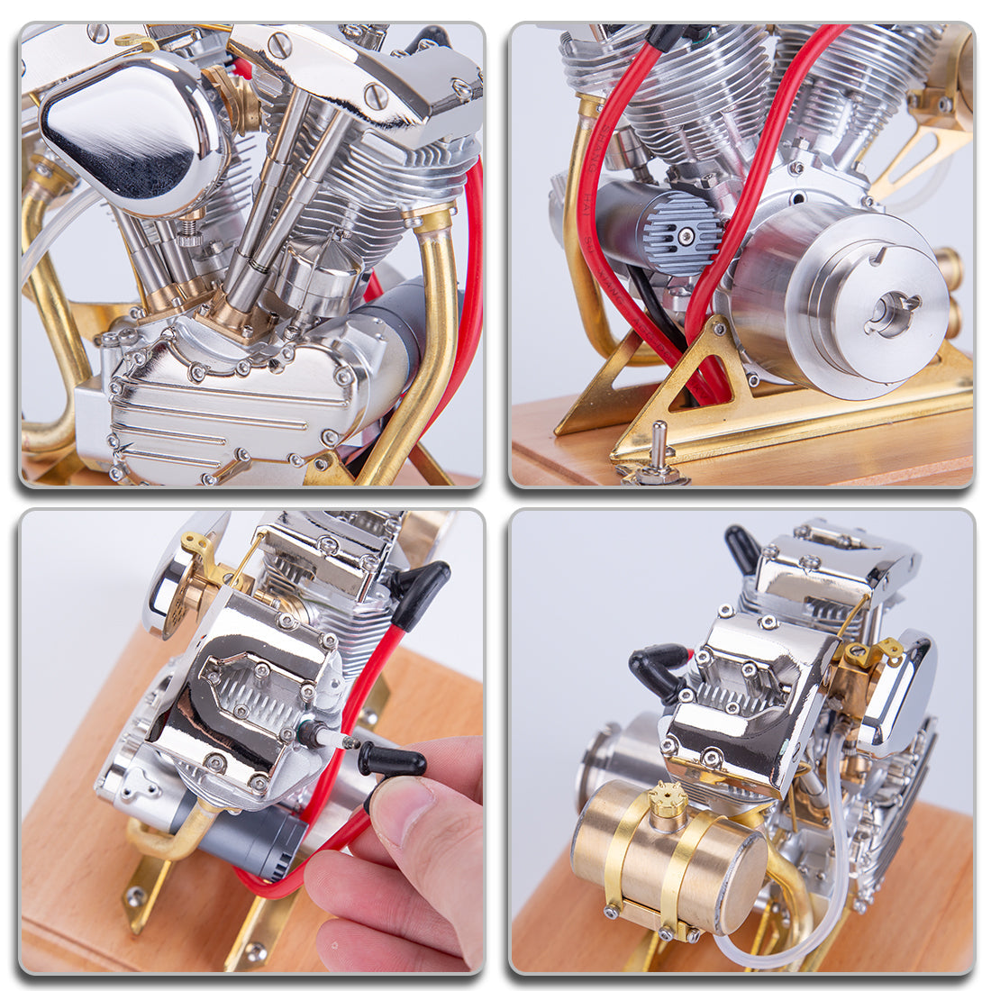 RETROL R32 Miniature V-Twin 4.2CC Four-Stroke Gasoline Engine Model for Motorcycle Enthusiasts Engine Model Diyengmod