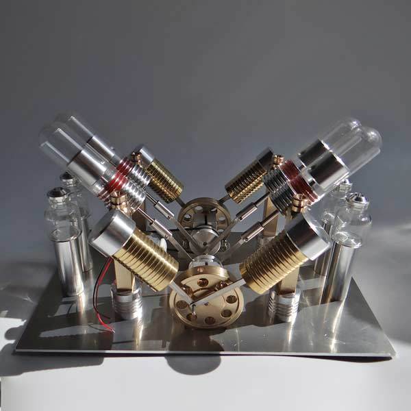 V-Shaped 4-Cylinder Stirling Engine Generator Model for External Combustion Multi-Cylinder Stirling Engine Diyengmod