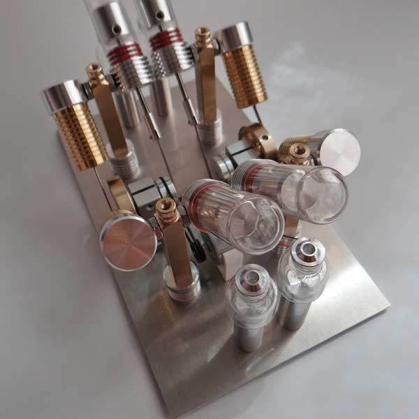 V-Shaped 4-Cylinder Stirling Engine Generator Model for External Combustion Multi-Cylinder Stirling Engine Diyengmod