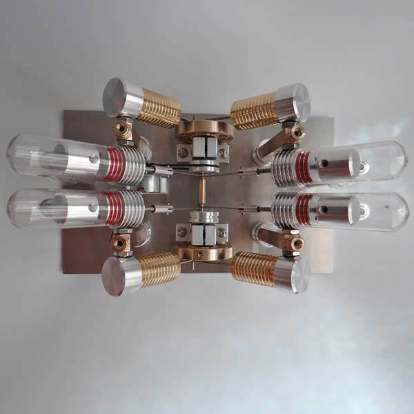 V-Shaped 4-Cylinder Stirling Engine Generator Model for External Combustion Multi-Cylinder Stirling Engine Diyengmod