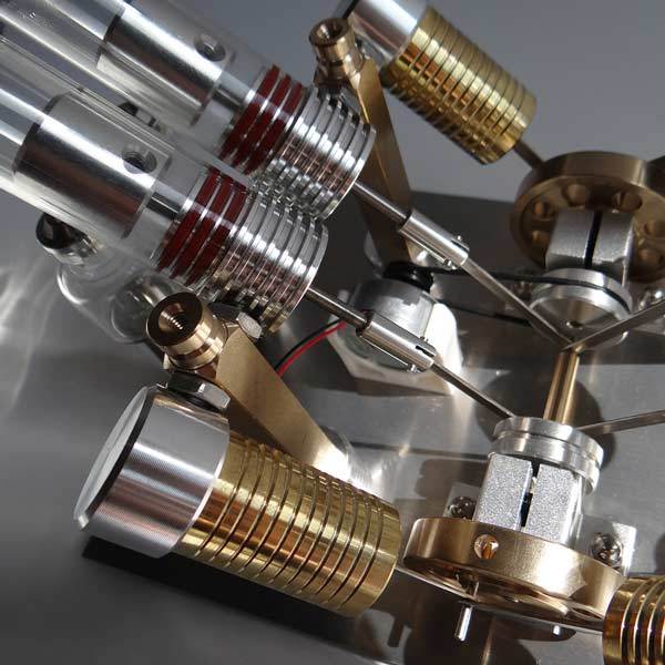 V-Shaped 4-Cylinder Stirling Engine Generator Model for External Combustion Multi-Cylinder Stirling Engine Diyengmod