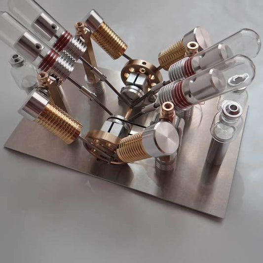 V-Shaped 4-Cylinder Stirling Engine Generator Model for External Combustion Multi-Cylinder Stirling Engine Diyengmod