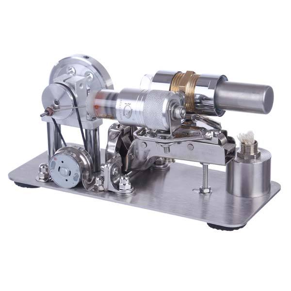 Brass Cylinder Hot Air Stirling Engine Educational Model - Fun Electricity Generator STEM Toy Stirling Engine with LED Diyengmod