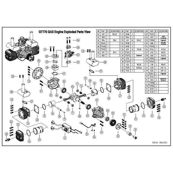 NGH GT70 70cc Twin Cylinder 2-Stroke Gas Engine for RC Drones - DIY Custom Modifications RC Engine Diyengmod