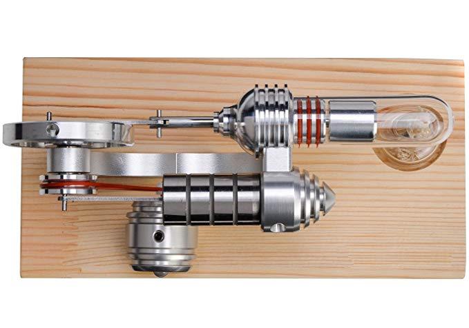 Colorful LED Stirling Engine Educational Toy with Flywheel Electricity Generator Stirling Engine with LED Diyengmod