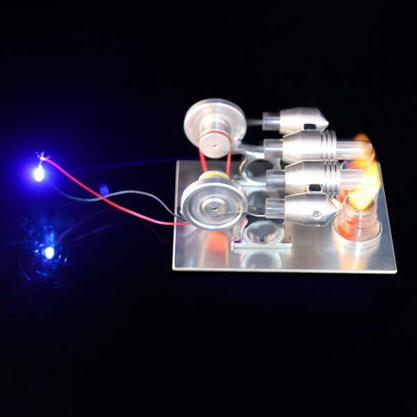 2-Cylinder Stirling Engine Science Kit with Electric Generator - DIY Educational Toy Multi-Cylinder Stirling Engine Diyengmod