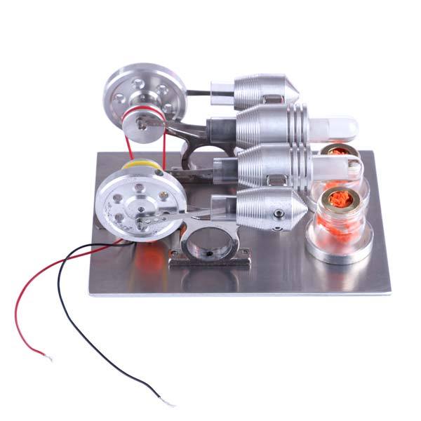 2-Cylinder Stirling Engine Science Kit with Electric Generator - DIY Educational Toy Multi-Cylinder Stirling Engine Diyengmod