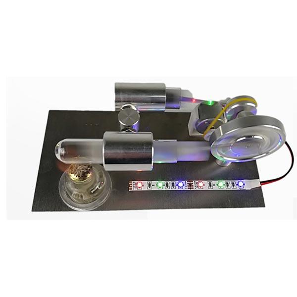 Colorful Illuminated Stirling Engine Generator - Unique Desktop Model for Science Enthusiasts and Collectors Stirling Engine with LED Diyengmod