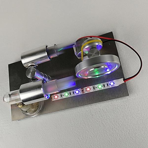 Colorful Illuminated Stirling Engine Generator - Unique Desktop Model for Science Enthusiasts and Collectors Stirling Engine with LED Diyengmod