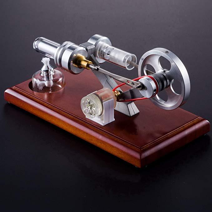 LED-Powered Stirling Engine Model - Educational Toy with Alcohol Burner & Spare Parts Stirling Engine with LED Diyengmod