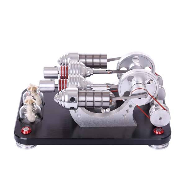 Double Cylinder Stirling Engine Electricity Generator Kit - Educational Model and Gift Collection Multi-Cylinder Stirling Engine Diyengmod