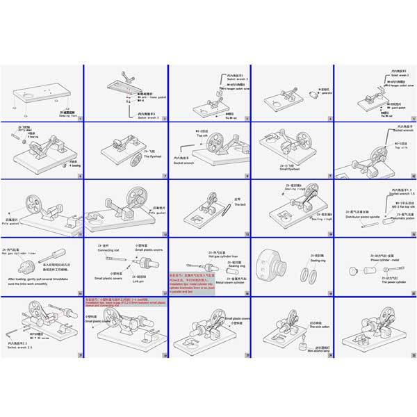 Unassembled Stirling Engine Kit with 4 LED Lights - Ideal Educational Gift for Science Enthusiasts DIY Engine Diyengmod