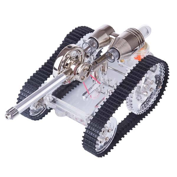 Tank-Style Stirling Engine Model Car - DIY External Combustion Engine Toy Gift Stirling Engine Vehicle Diyengmod