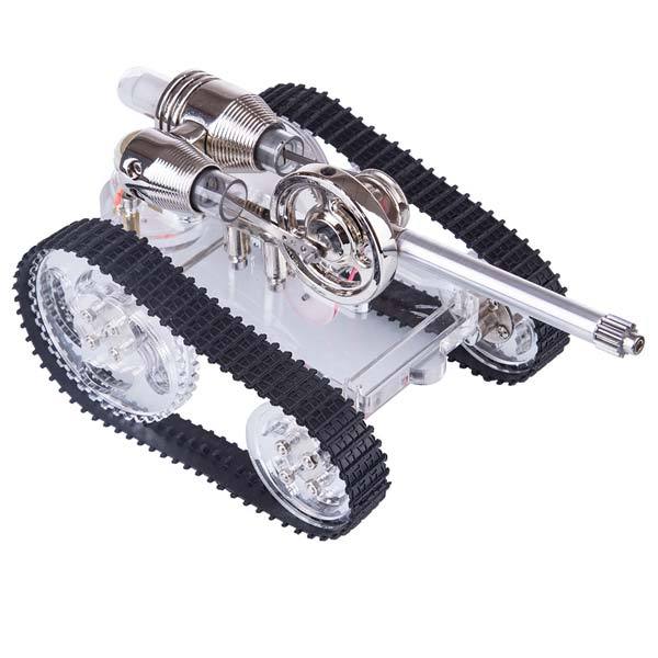 Tank-Style Stirling Engine Model Car - DIY External Combustion Engine Toy Gift Stirling Engine Vehicle Diyengmod