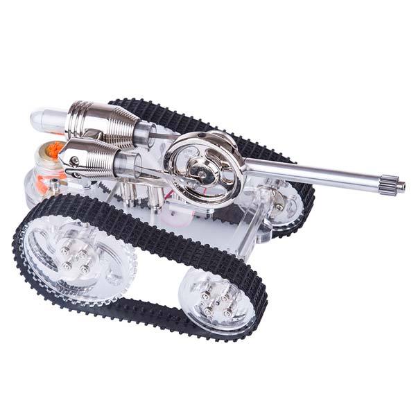 Tank-Style Stirling Engine Model Car - DIY External Combustion Engine Toy Gift Stirling Engine Vehicle Diyengmod