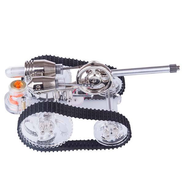 Tank-Style Stirling Engine Model Car - DIY External Combustion Engine Toy Gift Stirling Engine Vehicle Diyengmod