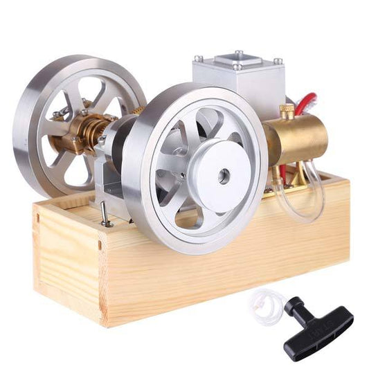 Full Metal Upgrade Hit & Miss Gas Engine with Wooden Base - DIY Model Kit Gift Engine Models Diyengmod