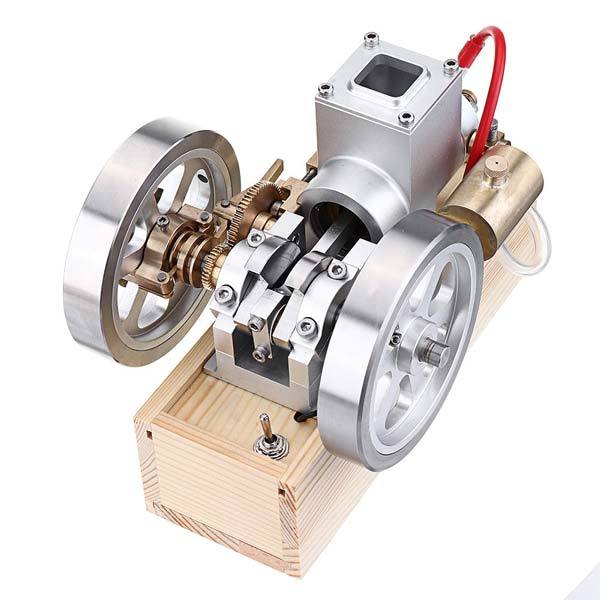 Full Metal Upgrade Hit & Miss Gas Engine with Wooden Base - DIY Model Kit Gift Engine Models Diyengmod