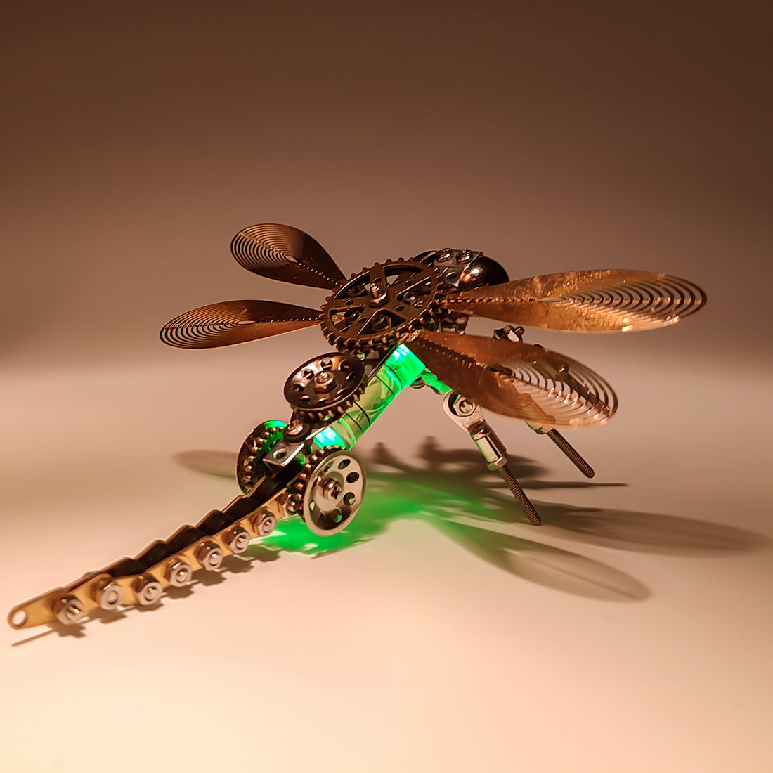 Mechanical Dragonfly 3D Puzzle Kit with Color-Changing Night Light - 260 Pieces 3D Puzzle Model Kit Diyengmod