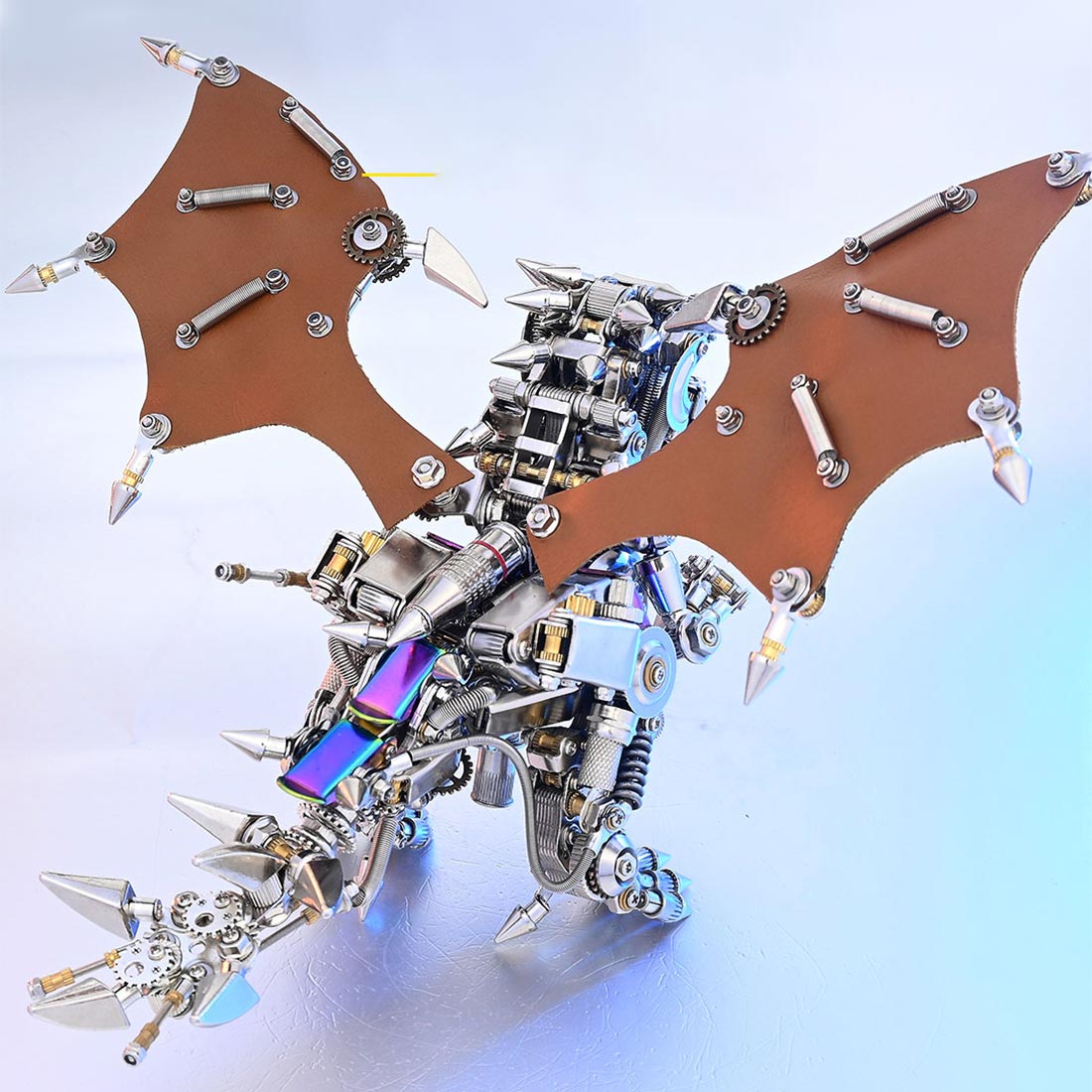 Punk Metal 3D DIY Mechanical Dinosaur Model with Wings - Creative Assembly Kit for Trendy Desk Decor 3D Puzzle Model Kit Diyengmod