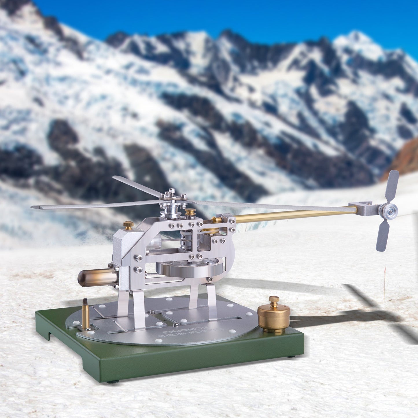 Gamma Stirling Helicopter Model Kit - DIY Educational Toy with Hot Air Engine Assembly Stirling Engine Vehicle Diyengmod