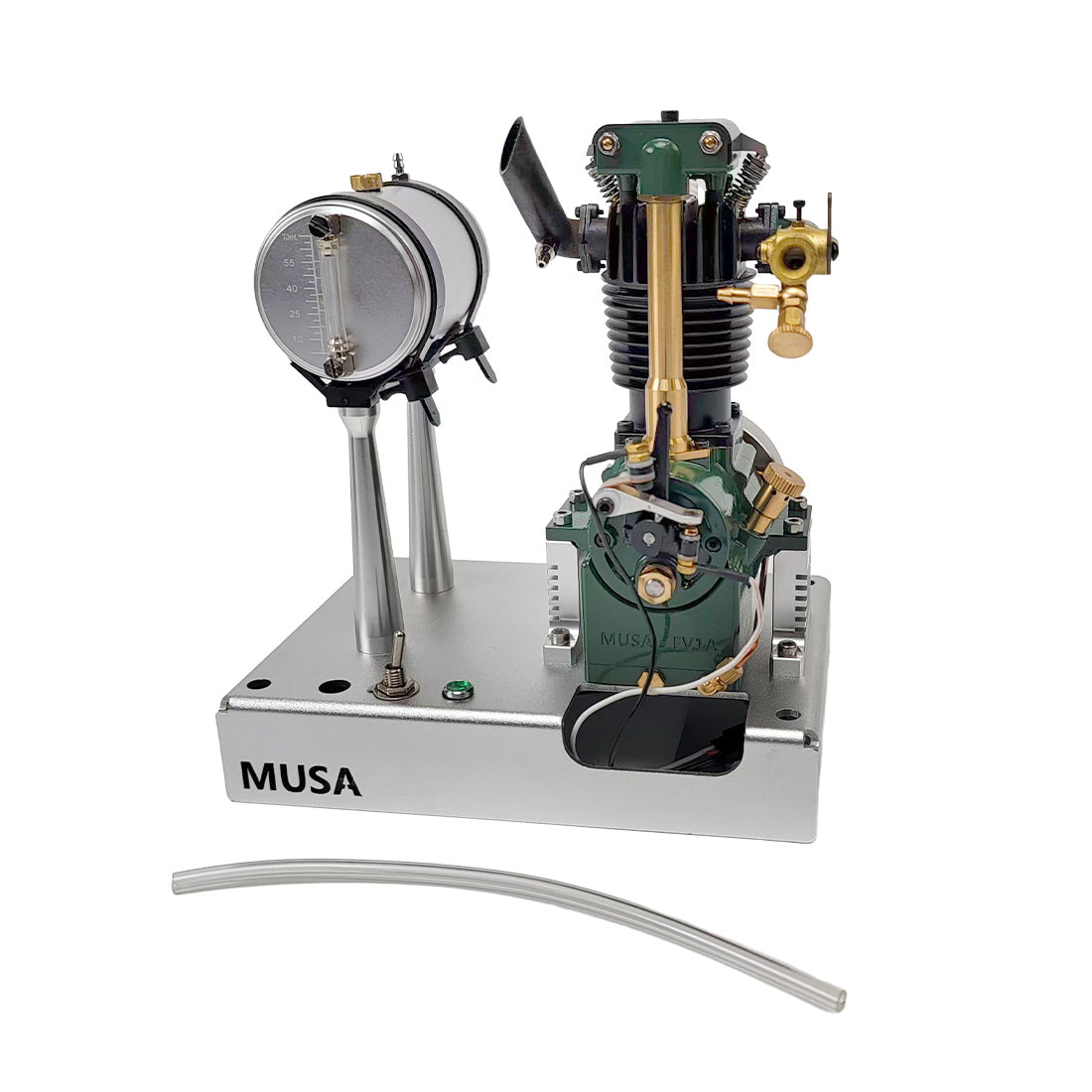 MUSA FV1A 7cc Vertical Single Cylinder 4-Stroke Air-Cooled Gasoline Engine for Model Boats Engine Models Diyengmod With Sliver Base